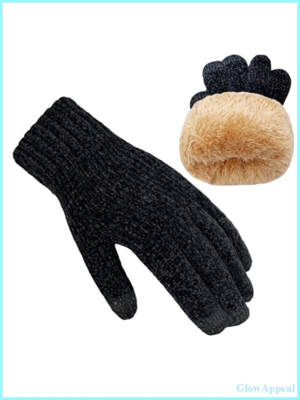 Women's Winter Gloves Chenille Touch Screen Thermal Fleece Knit Warm Elastic